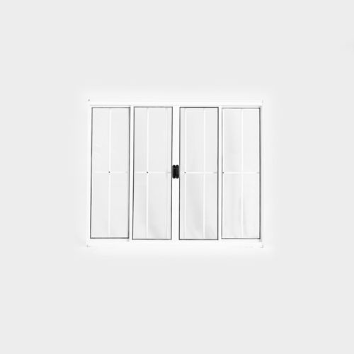 Janela de Correr 4 Folhas com Grade Alumínio Branco 100x150cm