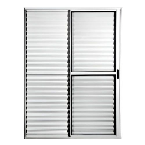 Porta Balcão Veneziana 3 Folhas Vidro Liso Alumínio Branco 210x150cm