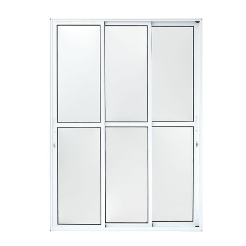 Porta Balcão 3 Folhas Vidro Liso Alumínio Branco 210x120cm