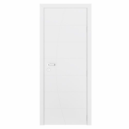 Kit Porta Elegance Acabada Branco UV com Fechadura Direito 210x82cm