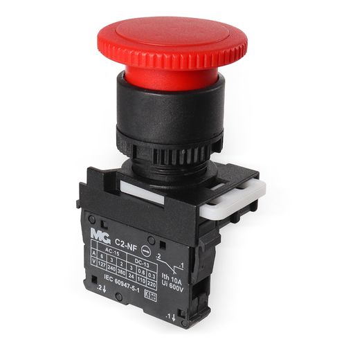 Botão Pulsador Cogumelo 1NF IP65 Vermelho Margirius