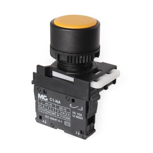 Botão Pulsador Simples 1NA IP65 Amarelo Margirius