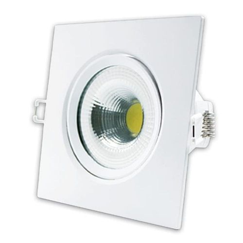 Pack 5 Spots de LED Embutir Quadrado Branco 5W 400 Lúmens Luz Amarela