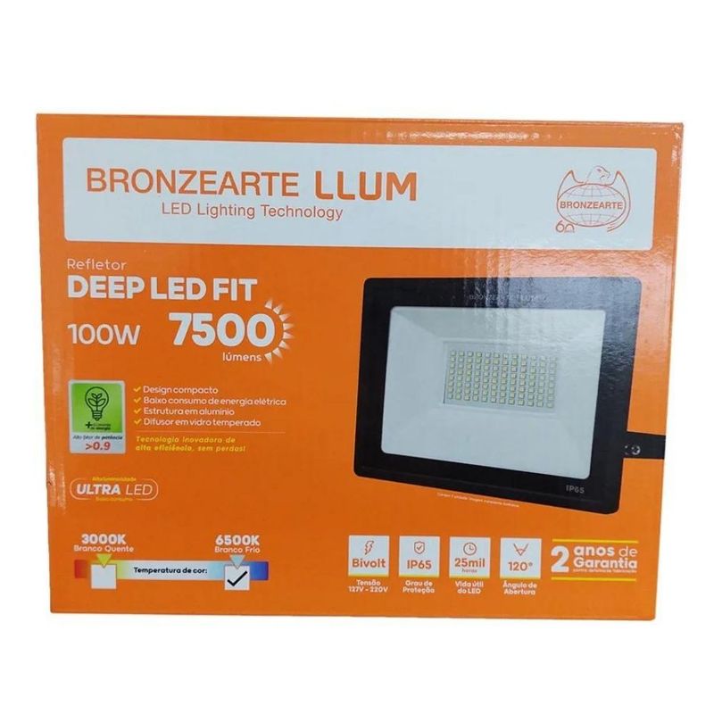 Refletor-de-LED-Deep-Fit-100W-IP65-7500-Lumens-Luz-Branca