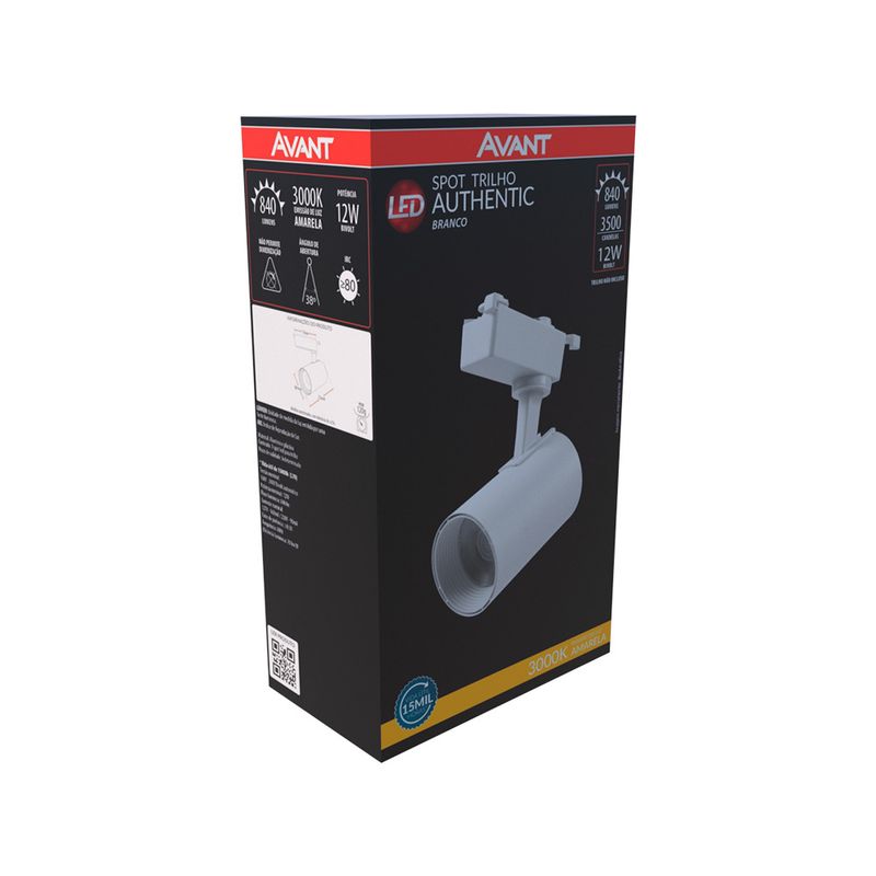 Spot-de-LED-para-Trilho-Branco-12W-840-Lumens-Luz-Amarela