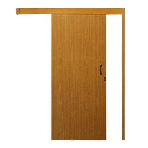 Kit Porta Correr Lisa Melamínica Sobrepor Mogno Revesível 215x80cm