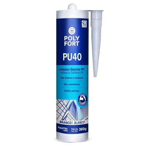 Selante Adesivo PU40 Multiuso Polyfort Branco 360g Pulvitec