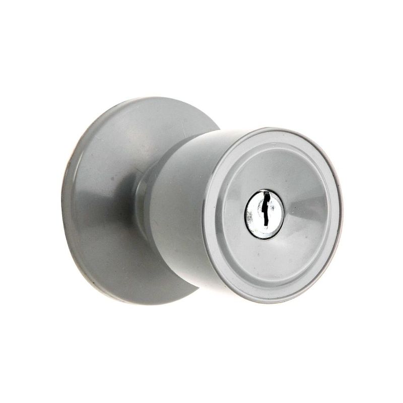 Fechadura-Tubular-Botao-Chave-90mm-Cinza