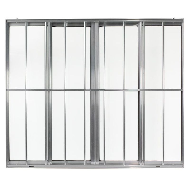 Janela-de-Correr-4-Folhas-com-Grade-Aluminio-Brilhante-100x150cm