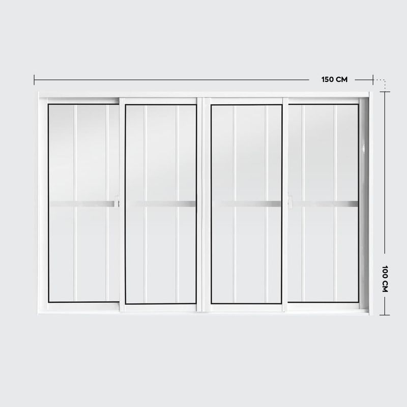 Janela-de-Correr-4-Folhas-com-Grade-Aluminio-Branco-100x150cm