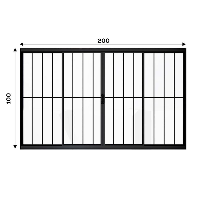 Janela-de-Correr-4-Folhas-com-Grade-Aluminio-Preto-100x200cm