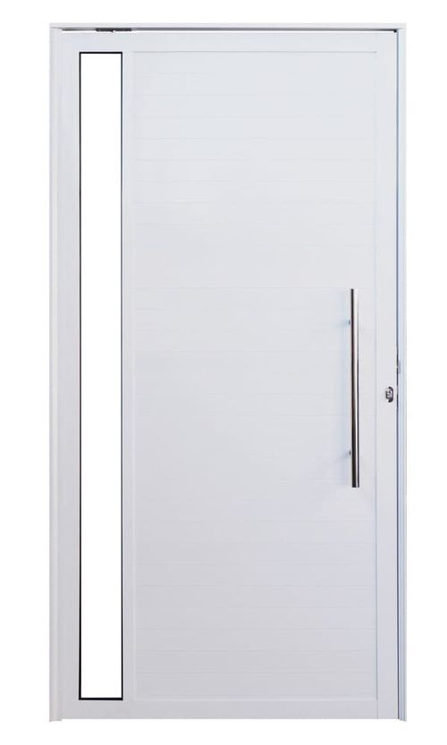 Porta Pivotante Lambril Alumínio Branco com Visor Esquerdo 210x100cm