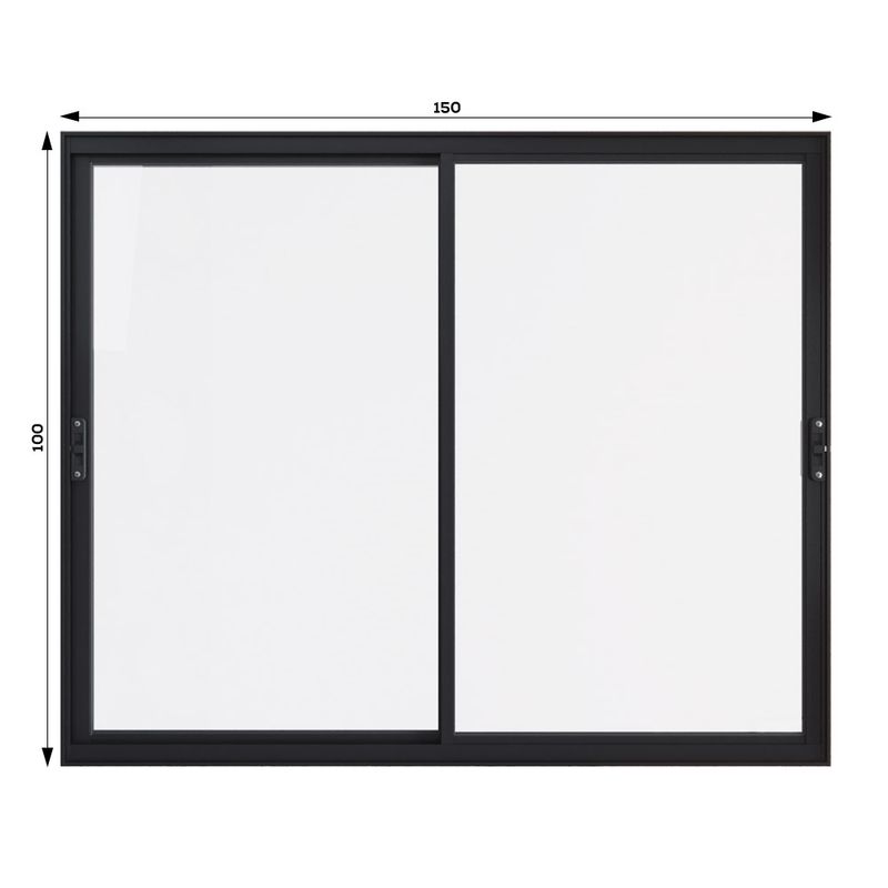 Janela-de-Correr-2-Folhas-sem-Grade-Aluminio-Preto-100x150cm