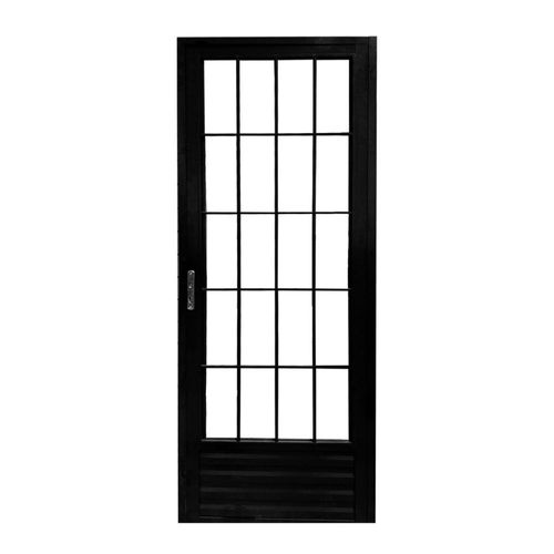 Porta Palito Alumínio Preto Vidro Liso Esquerdo 210x80cm