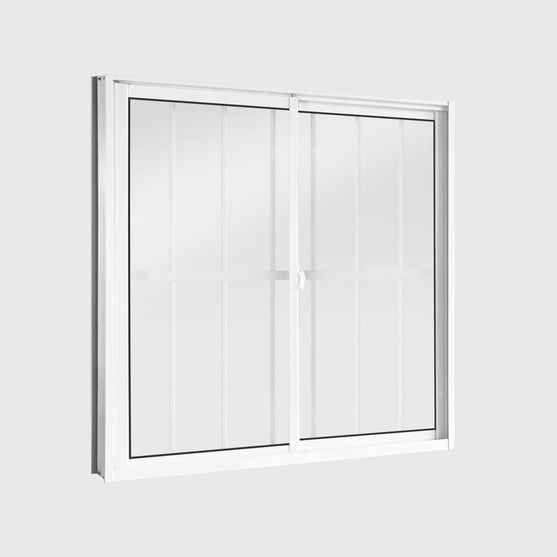 Janela-de-Correr-2-Folhas-com-Grade-Aluminio-Branco-100x100cm