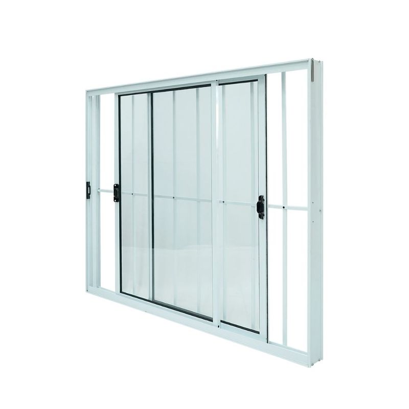 Janela-de-Correr-2-Folhas-com-Grade-Aluminio-Branco-80x80cm