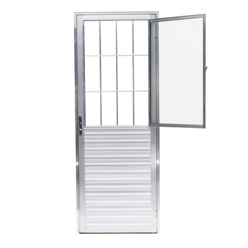 Porta Postigo Vidro Liso Alumínio Brilhante Direito 210x80cm