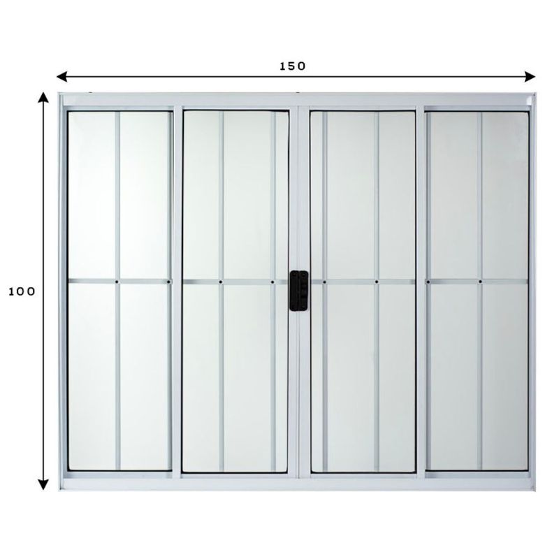 Janela-de-Correr-4-Folhas-com-Grade-Aluminio-Branco-100x150cm