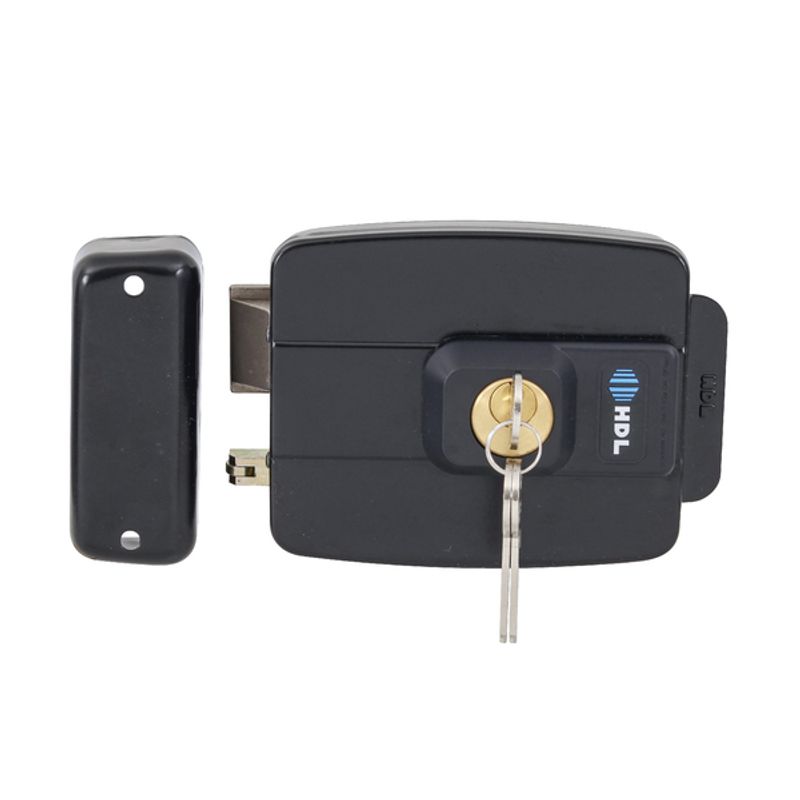 Fechadura-Eletrica-Dupla-Fixa-Abertura-para-Fora-C90-12V-Preta