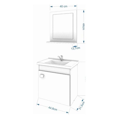 Kit Gabinete para Banheiro Iris Café/Branco 44,8cm