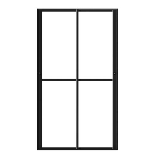 Porta de Correr 2 Folhas Vidro Liso Alumínio Preto 210x120cm