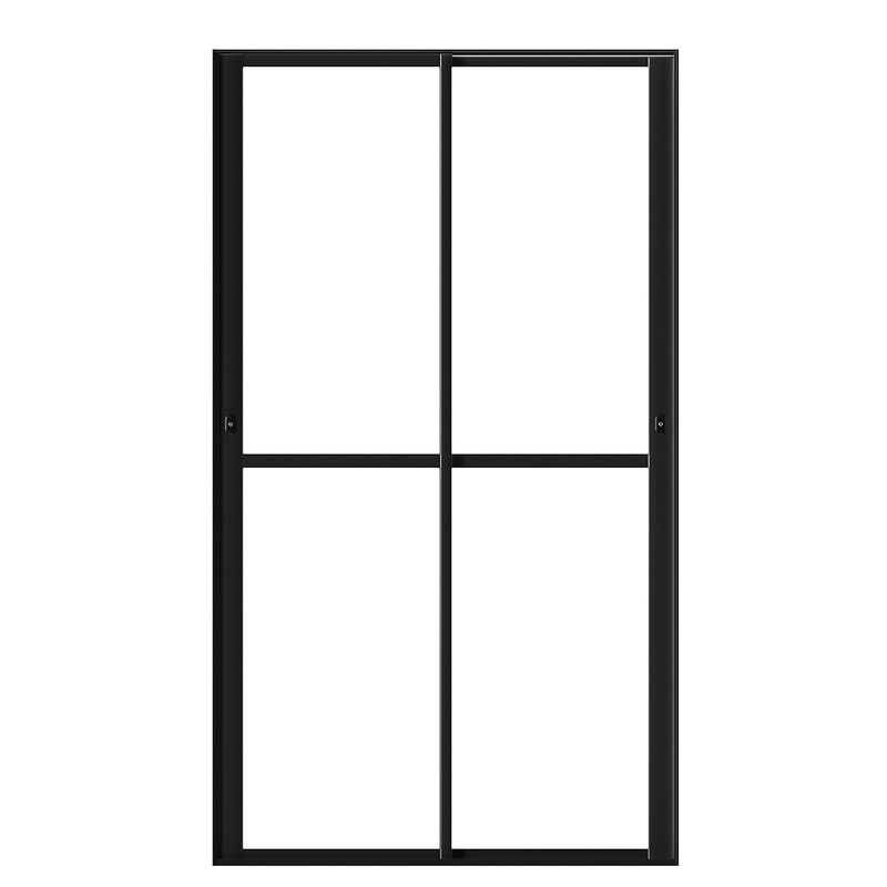 Porta-de-Correr-2-Folhas-Vidro-Liso-Aluminio-Preto-210x120cm