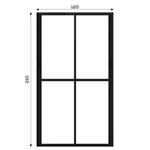 Porta-de-Correr-2-Folhas-Vidro-Liso-Aluminio-Preto-210x120cm