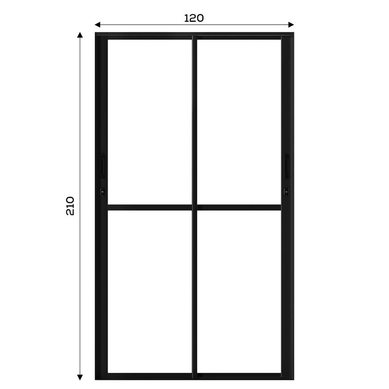 Porta-de-Correr-2-Folhas-Vidro-Liso-Aluminio-Preto-210x120cm