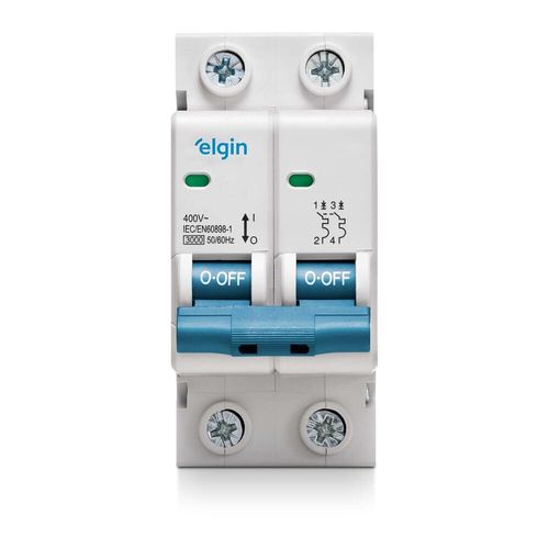 Mini Disjuntor Bipolar 10A Curva C 3KA Elgin