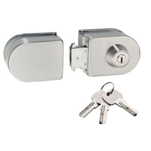 Fechadura de Pressão Porta de Vidro Correr Multiponto Inox Escovado