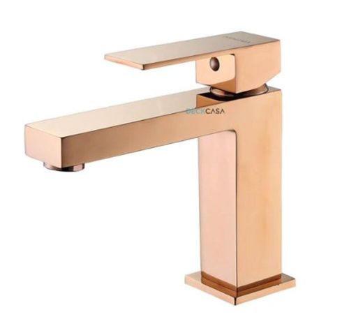 Monocomando para Banheiro Mesa Bica Baixa Rosê Luxo Quadrado