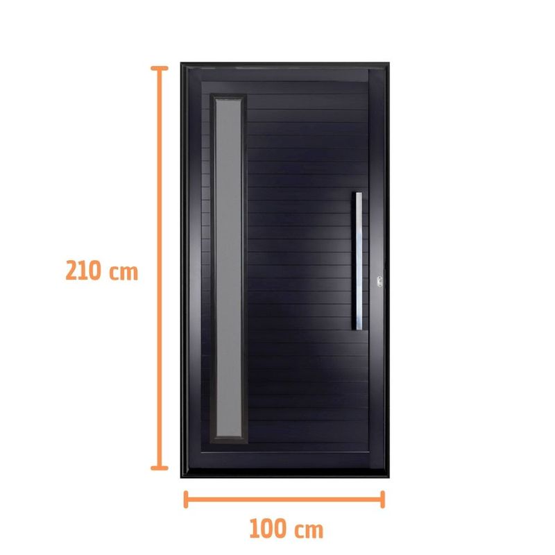 Porta-Pivotante-Aluminio-Preto-com-Puxador-e-Visor-Esquerdo-210x100cm