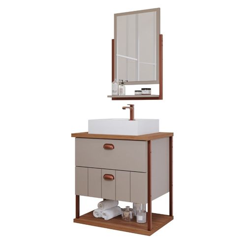 Kit Gabinete para Banheiro Uni Cappuccino/Freijó 61,3cm