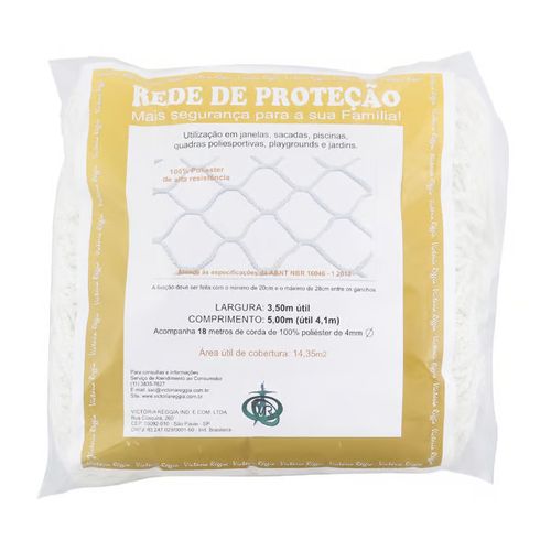Kit Rede de Proteção 3,50x5,00m Malha 6x6cm com Corda Branca
