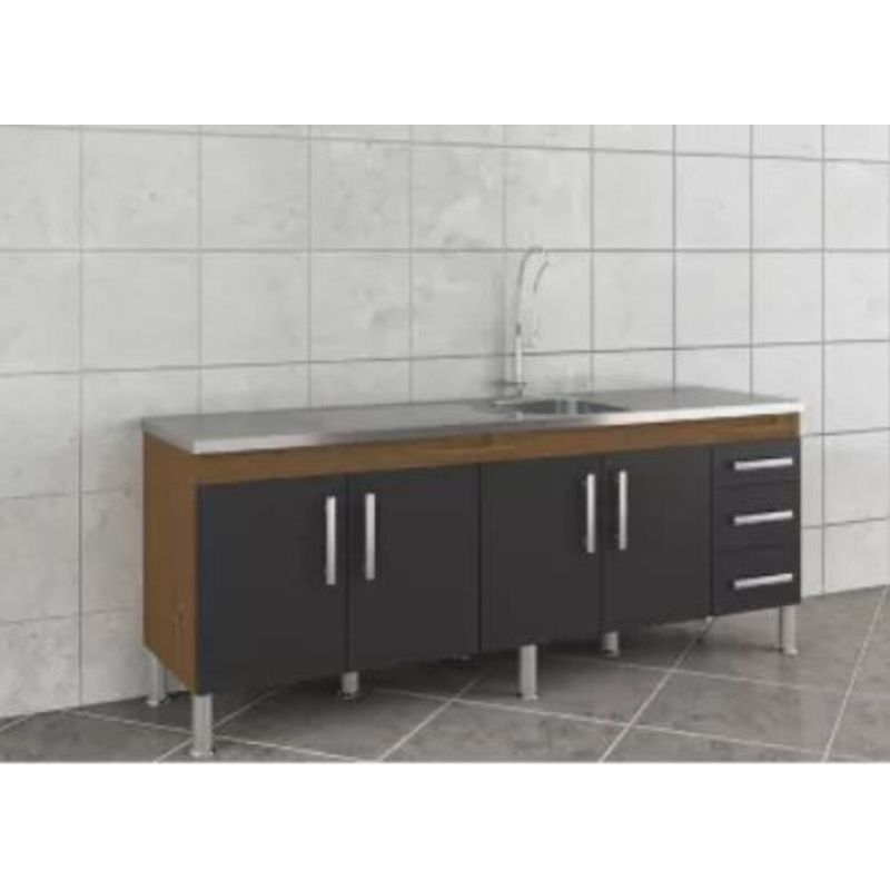 Gabinete-para-Cozinha-Flex-194x80x52cm-MDF-Amendoa-Titanium