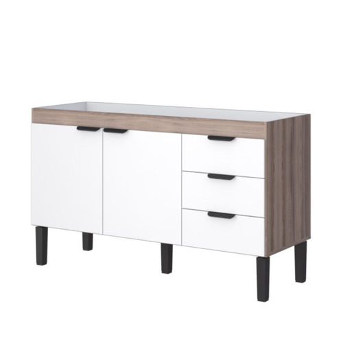 Gabinete para Cozinha Flamingo 144x51x85cm MDP/MDF Tamarindo/Branco