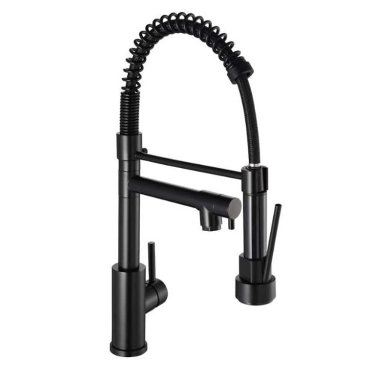 Monocomando-para-Cozinha-Mesa-Bica-Alta-1-4V-Preto-Gourmet-Flex-48cm