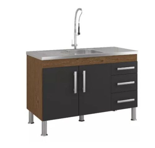 Gabinete para Cozinha Flex 94x80x52cm MDF Amêndoa/Titanium