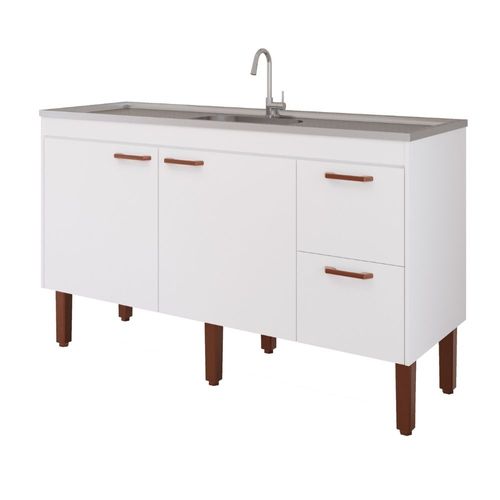 Gabinete para Cozinha Slim 144x87x51cm MDF Branco