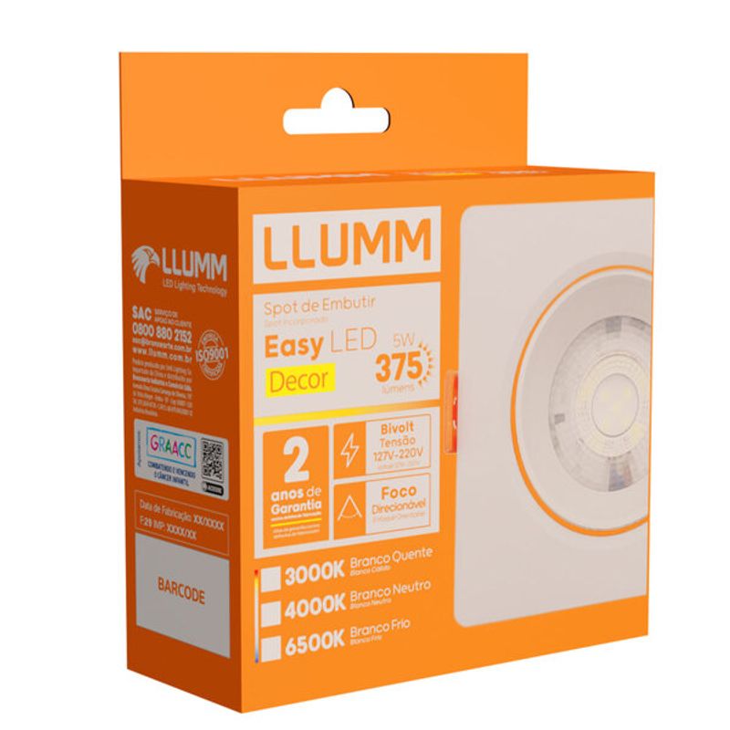 Spot-Led-Easy-Decor-Embutir-Quadrado-Branco-5W-450-Lumens-Luz-Amarela