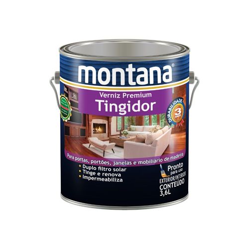 Verniz Premium Sintético Brilhante Tingidor Imbuia 3,6L Montana