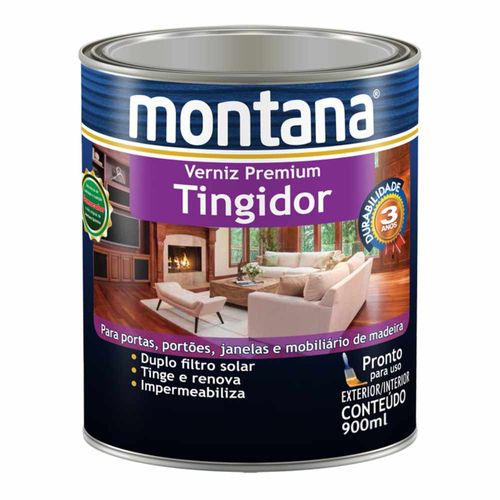 Verniz Premium Sintético Brilhante Tingidor Mogno 0,9L Montana