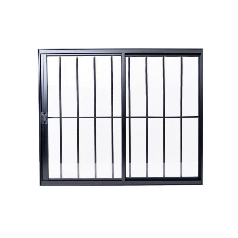 Janela-de-Correr-2-Folhas-com-Grade-Aluminio-Preto-100x150cm