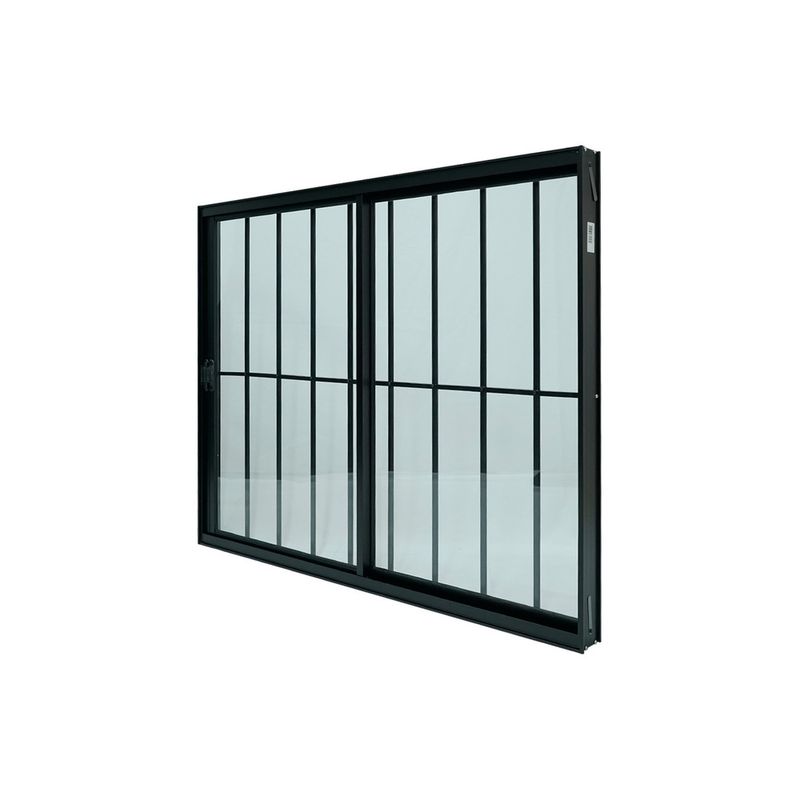 Janela-de-Correr-2-Folhas-com-Grade-Aluminio-Preto-100x150cm