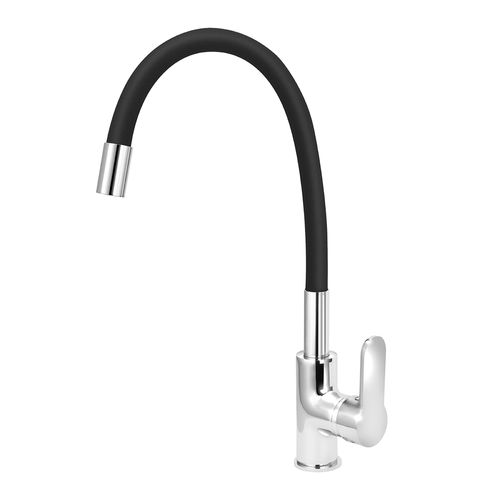 Monocomando para Cozinha Mesa Bica Alta Preto/Cromado Flexível 6250