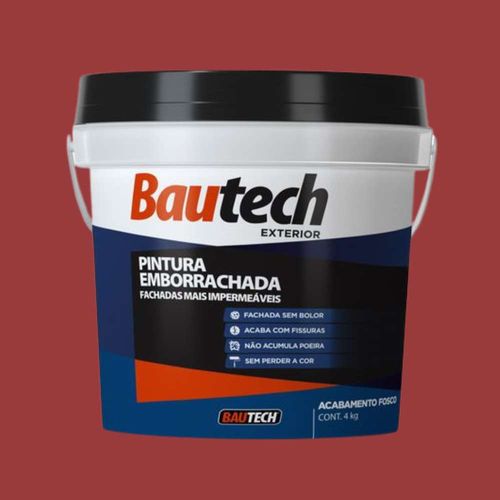 Tinta Acrílica Fosco Emborrachada Vermelho 4Kg Bautech