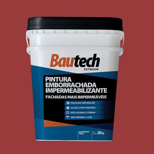 Tinta Acrílica Fosco Emborrachada Vermelho 20Kg Bautech