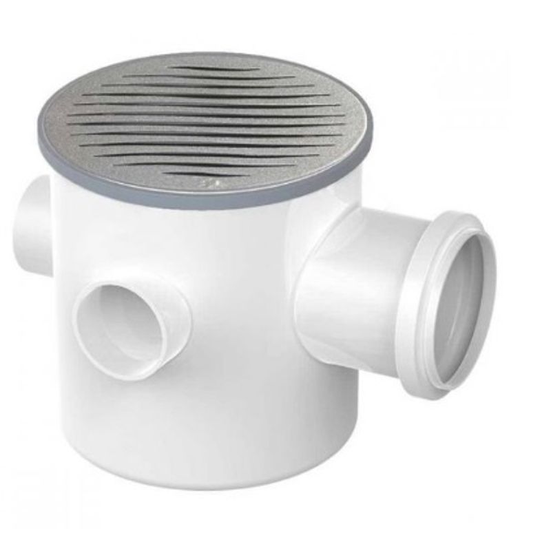 Caixa-Sifonada-com-Grelha-Redonda-Inox-100-x-100-x-50mm-Tigre