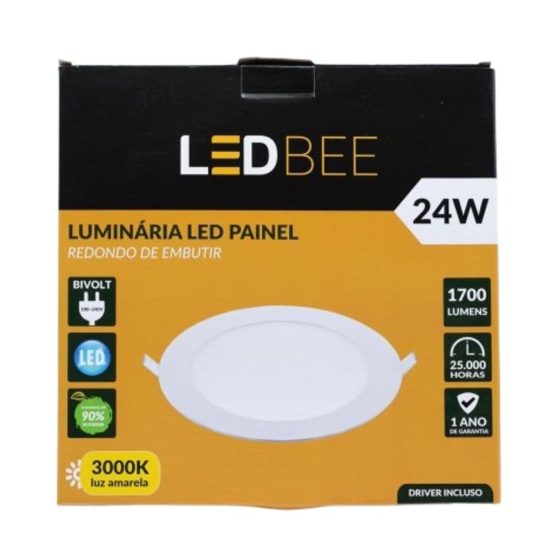 Painel-de-LED-Embutir-Slim-24W-293cm-1700-Lumens-Luz-Amarela