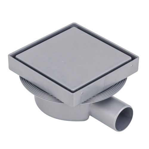 Ralo Invísivel Sifonado com Grelha Quadrada ABS Cinza 130x130mm Odem